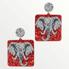 Sparkly Square Alabama Elephant Earrings-Earrings-LouisGeorge Boutique-LouisGeorge Boutique, Women’s Fashion Boutique Located in Trussville, Alabama