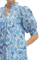 Floral Print Ruffled Collar Mini Dress - Off White/Blue - Plus & Regular-Apparel-Entro-LouisGeorge Boutique, Women’s Fashion Boutique Located in Trussville, Alabama