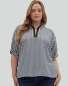 Navy Multi-Stripe Dolman Top - Plus/Regular-Apparel-Entro-LouisGeorge Boutique, Women’s Fashion Boutique Located in Trussville, Alabama
