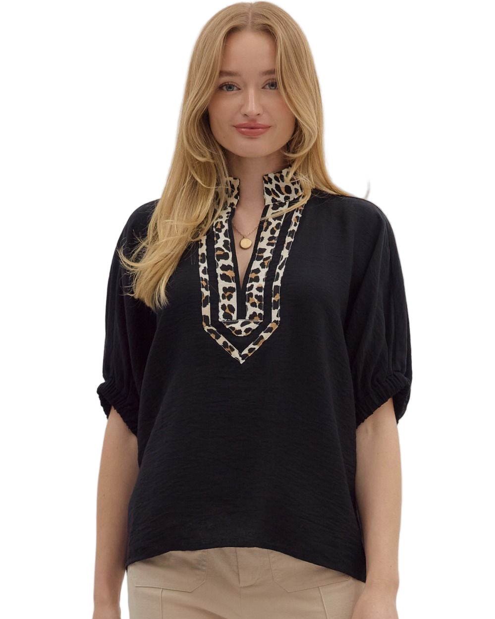 Black Leopard Print Accent Dolman Top - Plus/Regular-Apparel-Entro-LouisGeorge Boutique, Women’s Fashion Boutique Located in Trussville, Alabama