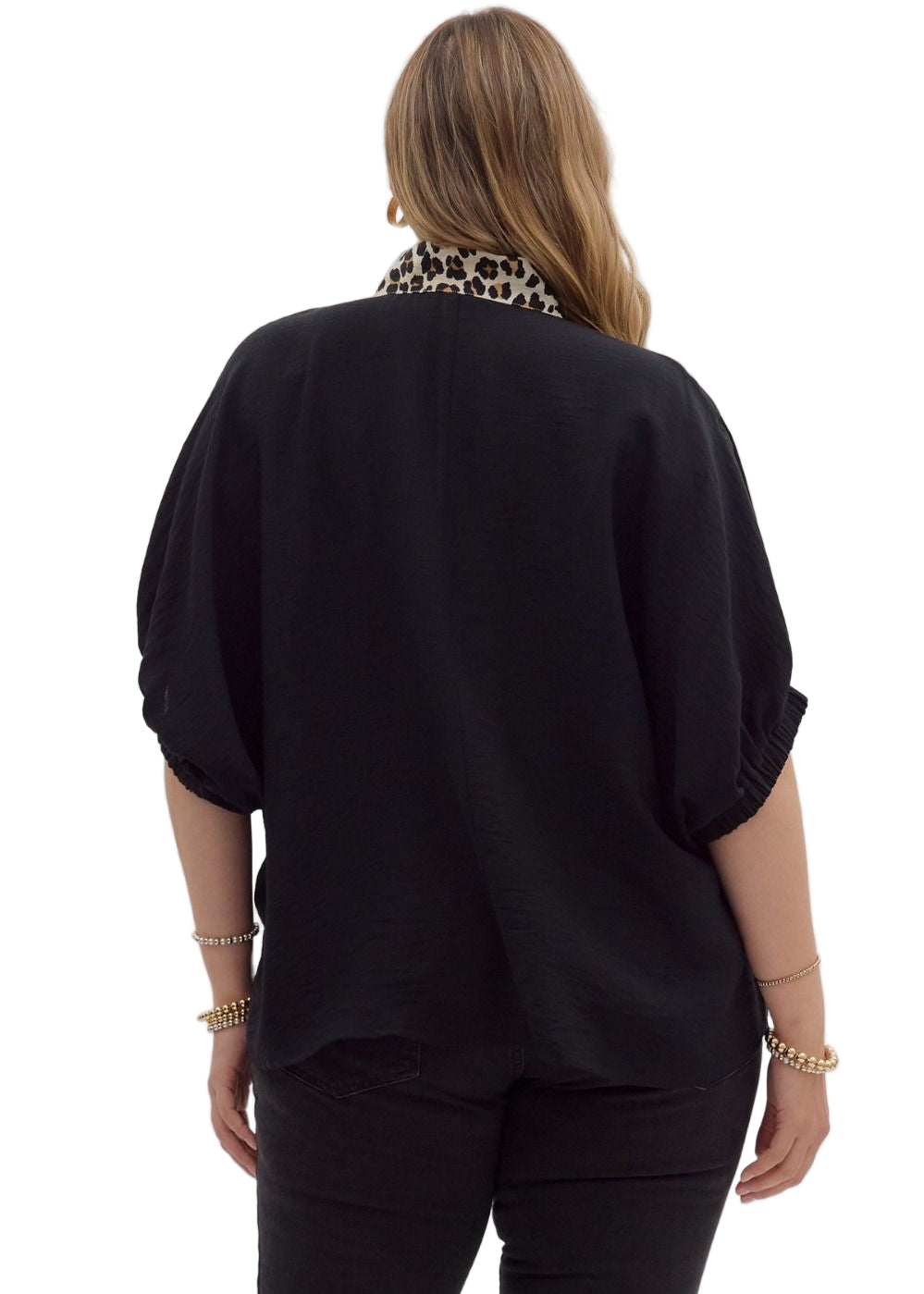 Black Leopard Print Accent Dolman Top - Plus/Regular-Apparel-Entro-LouisGeorge Boutique, Women’s Fashion Boutique Located in Trussville, Alabama
