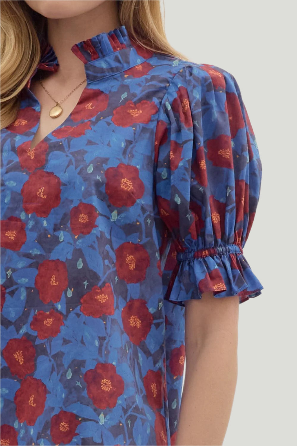 Midnight Floral Puff Sleeve Top - Plus/Regular-Apparel-Entro-LouisGeorge Boutique, Women’s Fashion Boutique Located in Trussville, Alabama