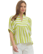 Stripe Print Short Sleeve Top - Lime - Plus & Regular-Apparel-Entro-LouisGeorge Boutique, Women’s Fashion Boutique Located in Trussville, Alabama