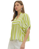 Stripe Print Short Sleeve Top - Lime - Plus & Regular-Apparel-Entro-LouisGeorge Boutique, Women’s Fashion Boutique Located in Trussville, Alabama