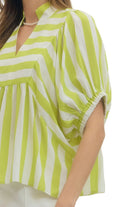 Stripe Print Short Sleeve Top - Lime - Plus & Regular-Apparel-Entro-LouisGeorge Boutique, Women’s Fashion Boutique Located in Trussville, Alabama