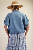 Washed Denim Top-Apparel-Easel-LouisGeorge Boutique, Women’s Fashion Boutique Located in Trussville, Alabama