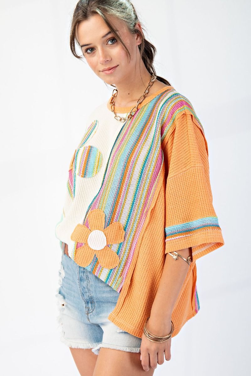 Color Mix Daisy Patch Tunic by Easel - Plus/Regular-Apparel-Easel-LouisGeorge Boutique, Women’s Fashion Boutique Located in Trussville, Alabama