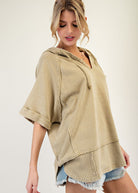 Terry Knit Mineral Washed Hoodie Pullover by Easel - Olive Sage - Plus/Regular-Apparel-Easel-LouisGeorge Boutique, Women’s Fashion Boutique Located in Trussville, Alabama