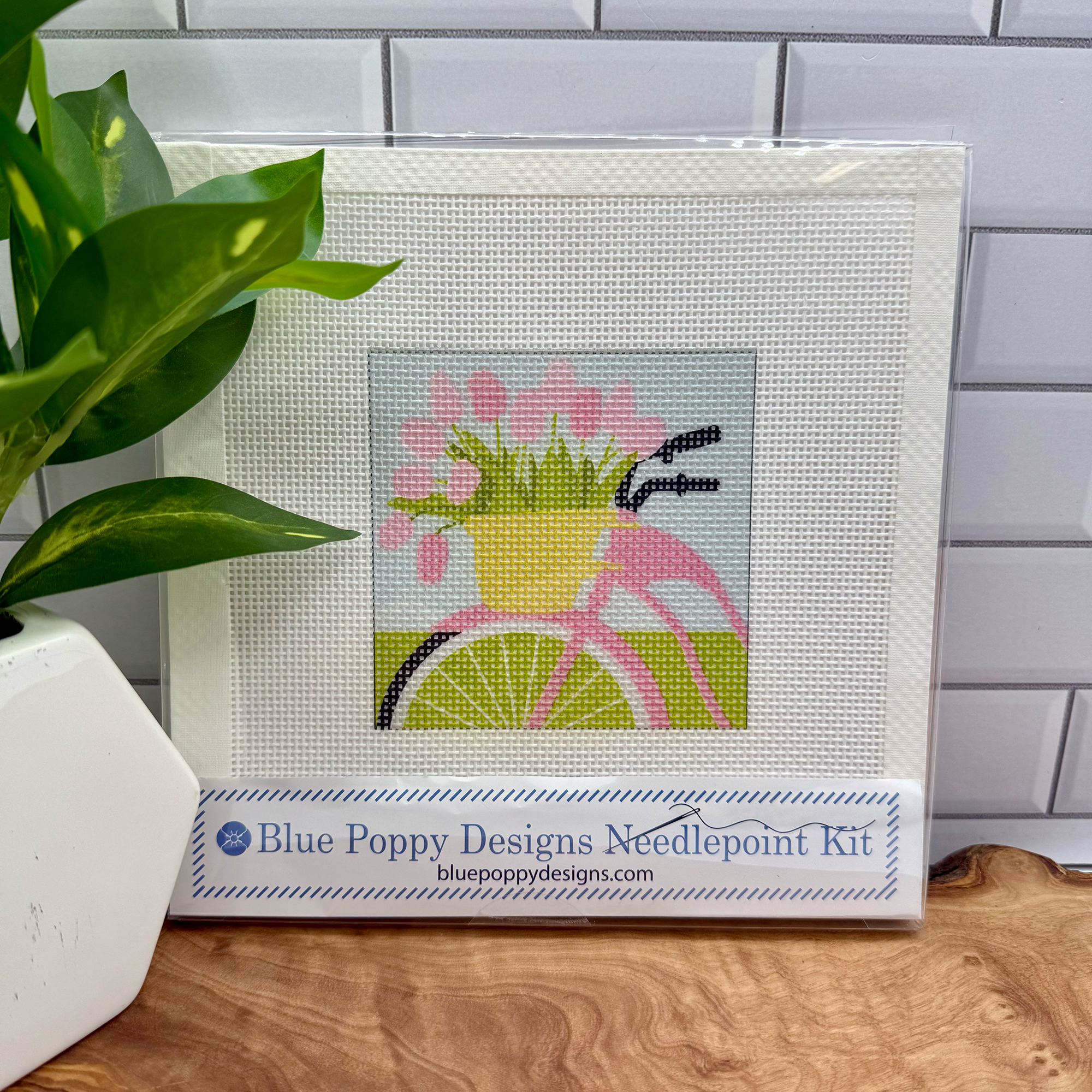 Bicycle with Pink Flowers Needlepoint Kit-Needlepoint Kit-LouisGeorge Boutique-LouisGeorge Boutique, Women’s Fashion Boutique Located in Trussville, Alabama