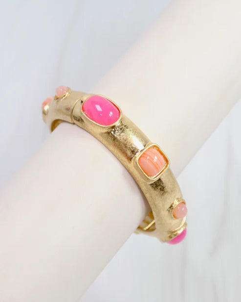 Regal Stone Stretch Bracelet Pink-Bracelet-Caroline Hill-LouisGeorge Boutique, Women’s Fashion Boutique Located in Trussville, Alabama