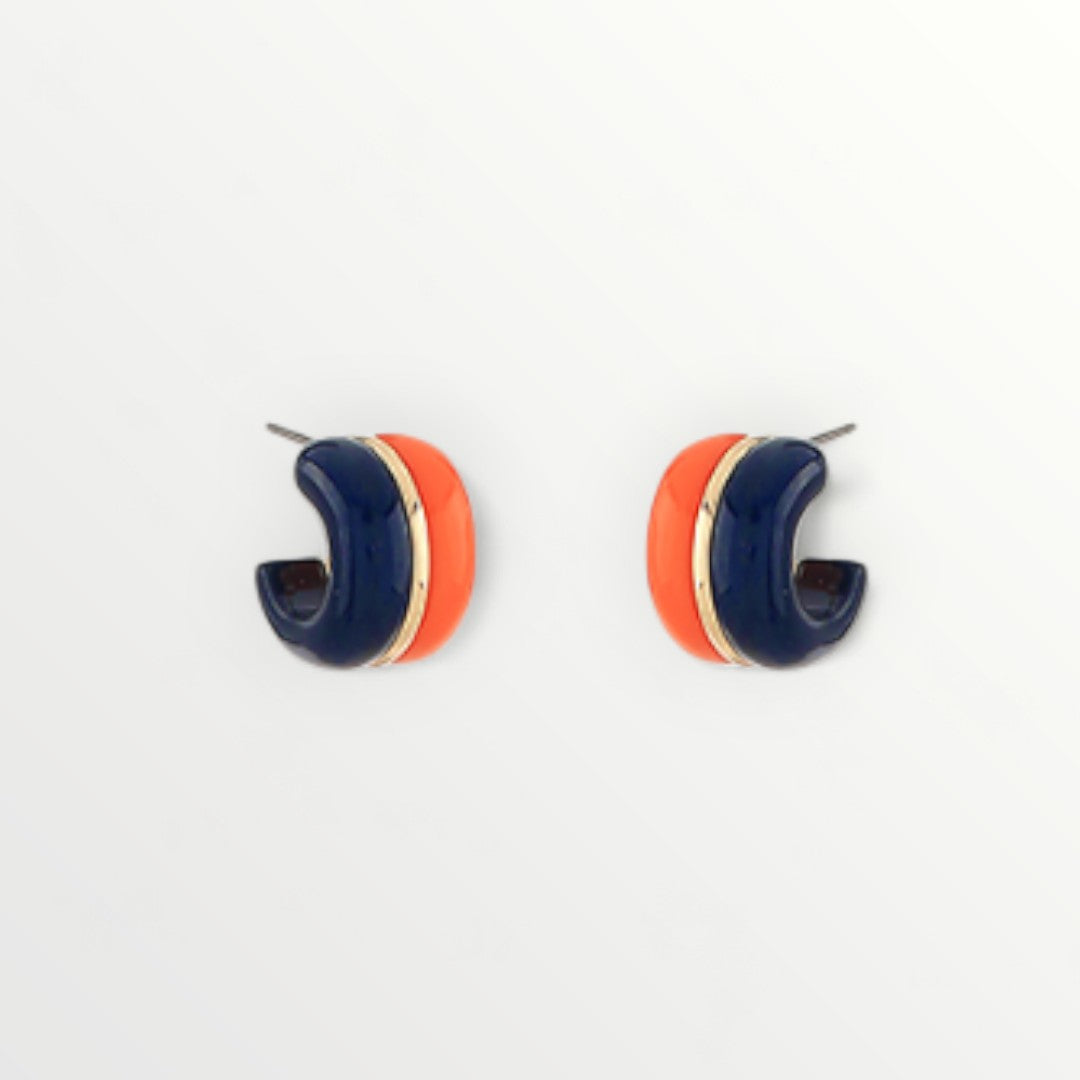 Mini Orange & Navy Hoops-Earrings-LouisGeorge Boutique-LouisGeorge Boutique, Women’s Fashion Boutique Located in Trussville, Alabama