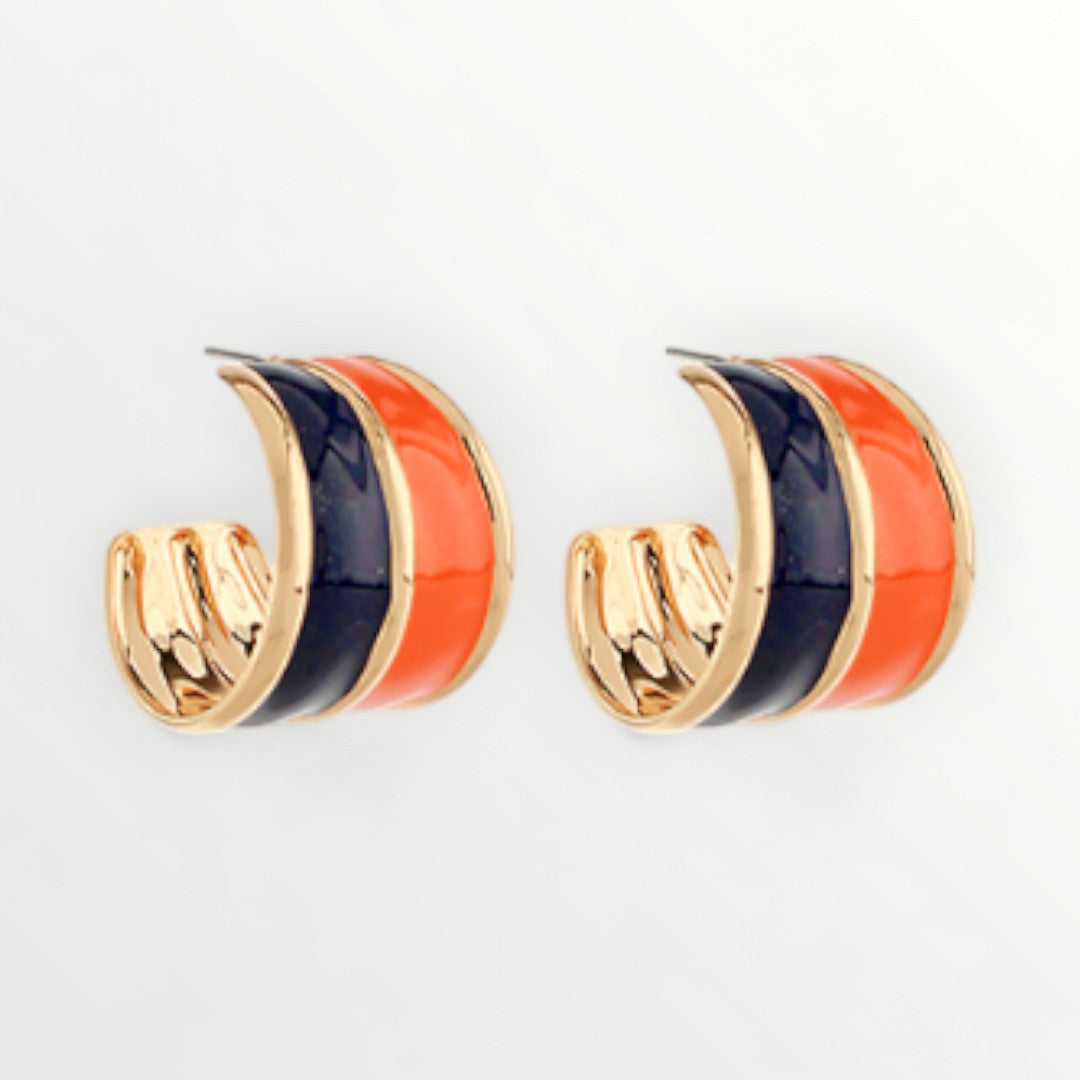 Orange & Navy Gameday Hoops-Earrings-LouisGeorge Boutique-LouisGeorge Boutique, Women’s Fashion Boutique Located in Trussville, Alabama