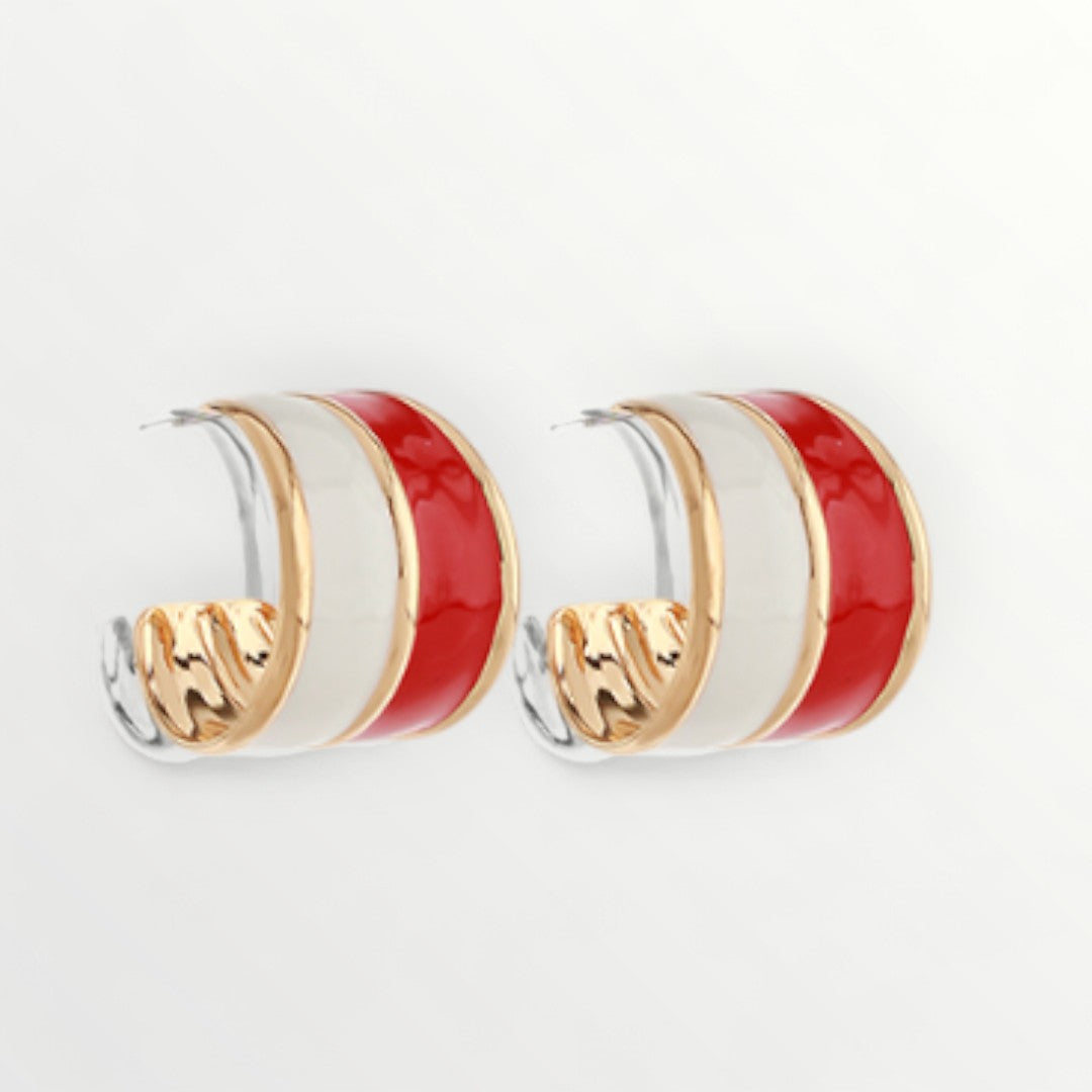 Red & White Gameday Hoops-Earrings-LouisGeorge Boutique-LouisGeorge Boutique, Women’s Fashion Boutique Located in Trussville, Alabama