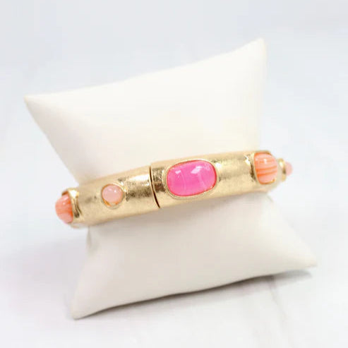 Regal Stone Stretch Bracelet Pink-Bracelet-Caroline Hill-LouisGeorge Boutique, Women’s Fashion Boutique Located in Trussville, Alabama
