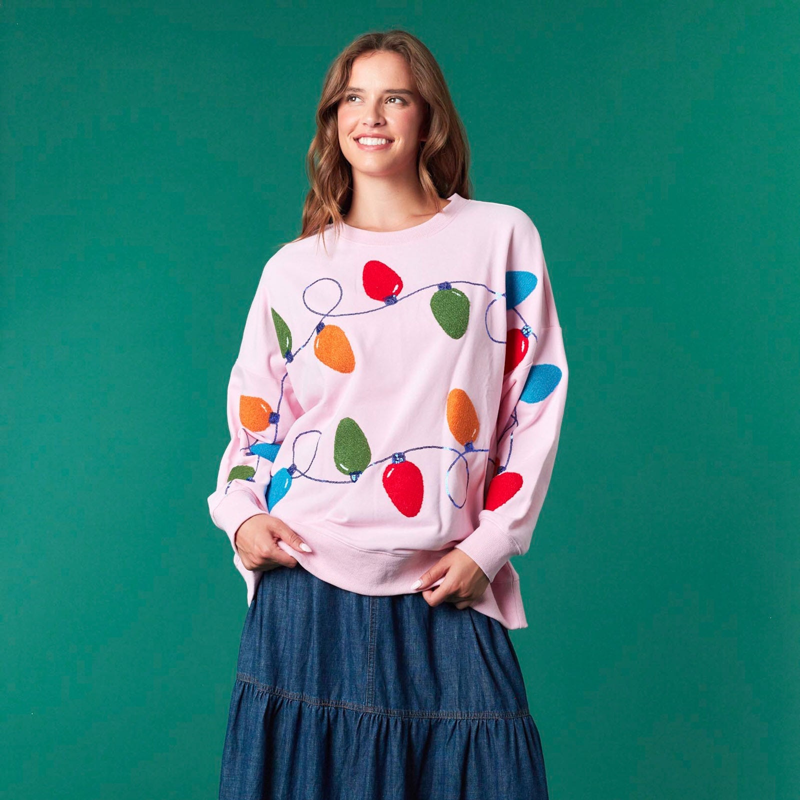 Chenille Embroidery & Sequins Detailed Multi Color Light Oversized Sweatshirt-Apparel-Fantastic Fawn-LouisGeorge Boutique, Women’s Fashion Boutique Located in Trussville, Alabama