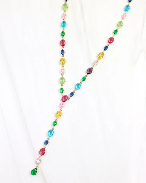 St Regis Crystal Y Necklace WP Multi-Necklaces-LouisGeorge Boutique-LouisGeorge Boutique, Women’s Fashion Boutique Located in Trussville, Alabama