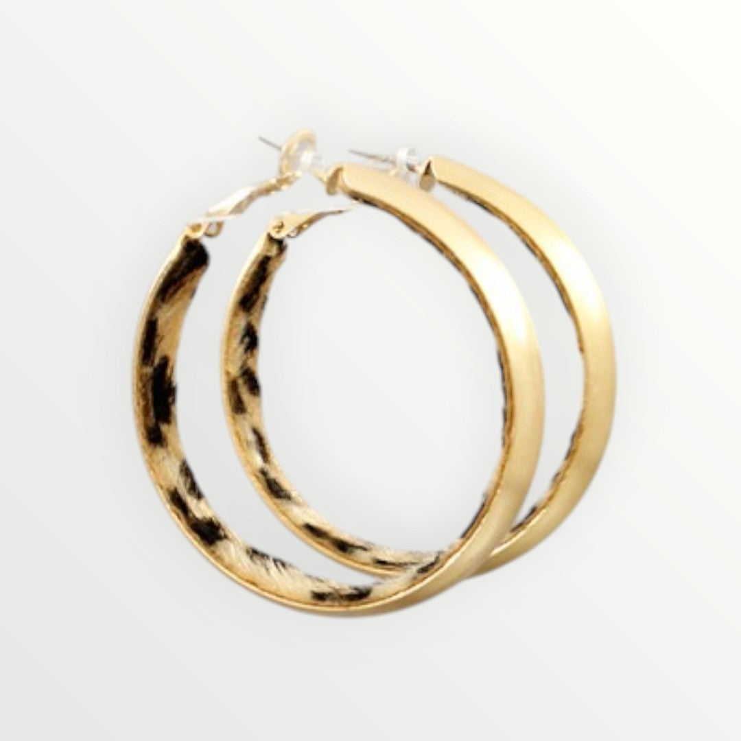 Medium Matte Gold Leopard Hoops-Earrings-LouisGeorge Boutique-LouisGeorge Boutique, Women’s Fashion Boutique Located in Trussville, Alabama