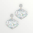 Merry & Bright Silver Acrylic Earrings-Earrings-LouisGeorge Boutique-LouisGeorge Boutique, Women’s Fashion Boutique Located in Trussville, Alabama