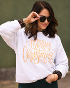 Merry Christmas Glitter Sweatshirt - White - Plus/Regular-Graphic Tee-LouisGeorge Boutique-LouisGeorge Boutique, Women’s Fashion Boutique Located in Trussville, Alabama