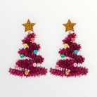 Pink Tinsel Christmas Tree Earrings-Earrings-LouisGeorge Boutique-LouisGeorge Boutique, Women’s Fashion Boutique Located in Trussville, Alabama