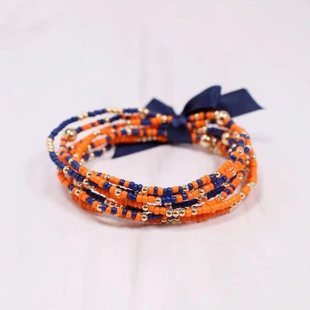 Karnes Bracelet Set - Orange & Navy-Bracelets-Caroline Hill-LouisGeorge Boutique, Women’s Fashion Boutique Located in Trussville, Alabama