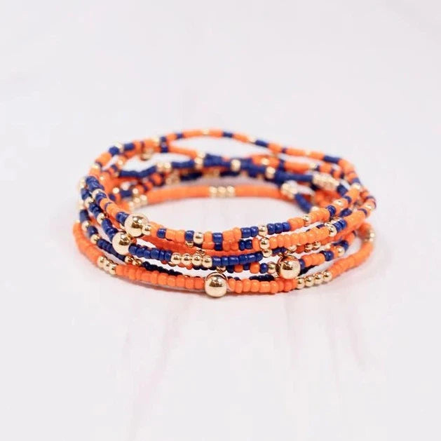 Karnes Bracelet Set - Orange & Navy-Bracelets-Caroline Hill-LouisGeorge Boutique, Women’s Fashion Boutique Located in Trussville, Alabama