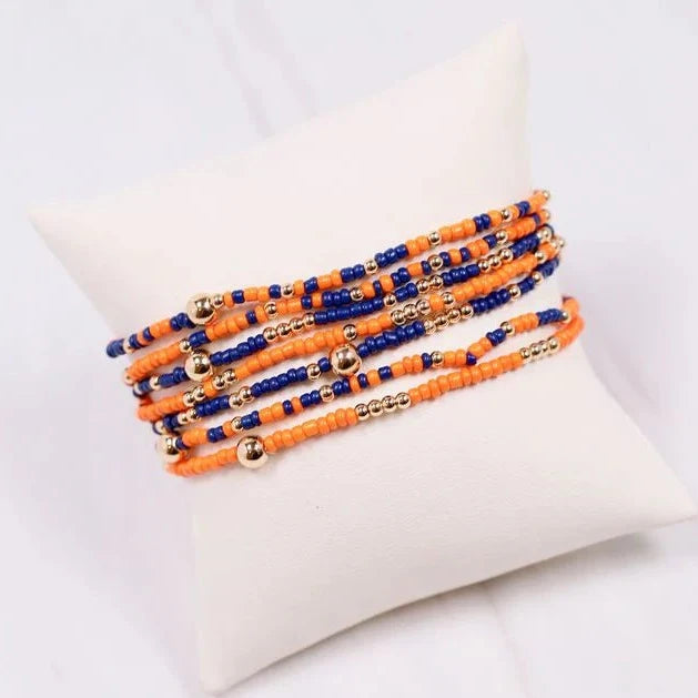 Karnes Bracelet Set - Orange & Navy-Bracelets-Caroline Hill-LouisGeorge Boutique, Women’s Fashion Boutique Located in Trussville, Alabama