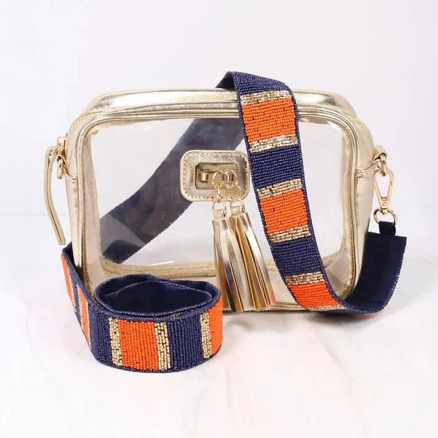 Navy & Orange Beaded Crossbody Strap-Crossbody Beaded Strap-LouisGeorge Boutique-LouisGeorge Boutique, Women’s Fashion Boutique Located in Trussville, Alabama