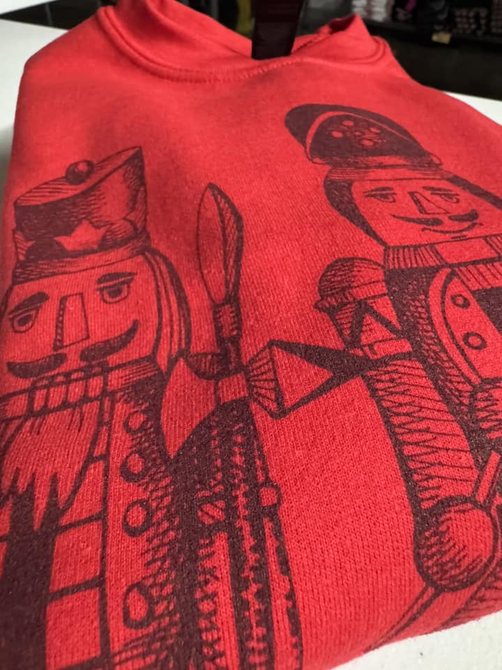 Monochrome Nutcracker Sweatshirt - Heather Red - Plus/Regular-Graphic Tee-LouisGeorge Boutique-LouisGeorge Boutique, Women’s Fashion Boutique Located in Trussville, Alabama