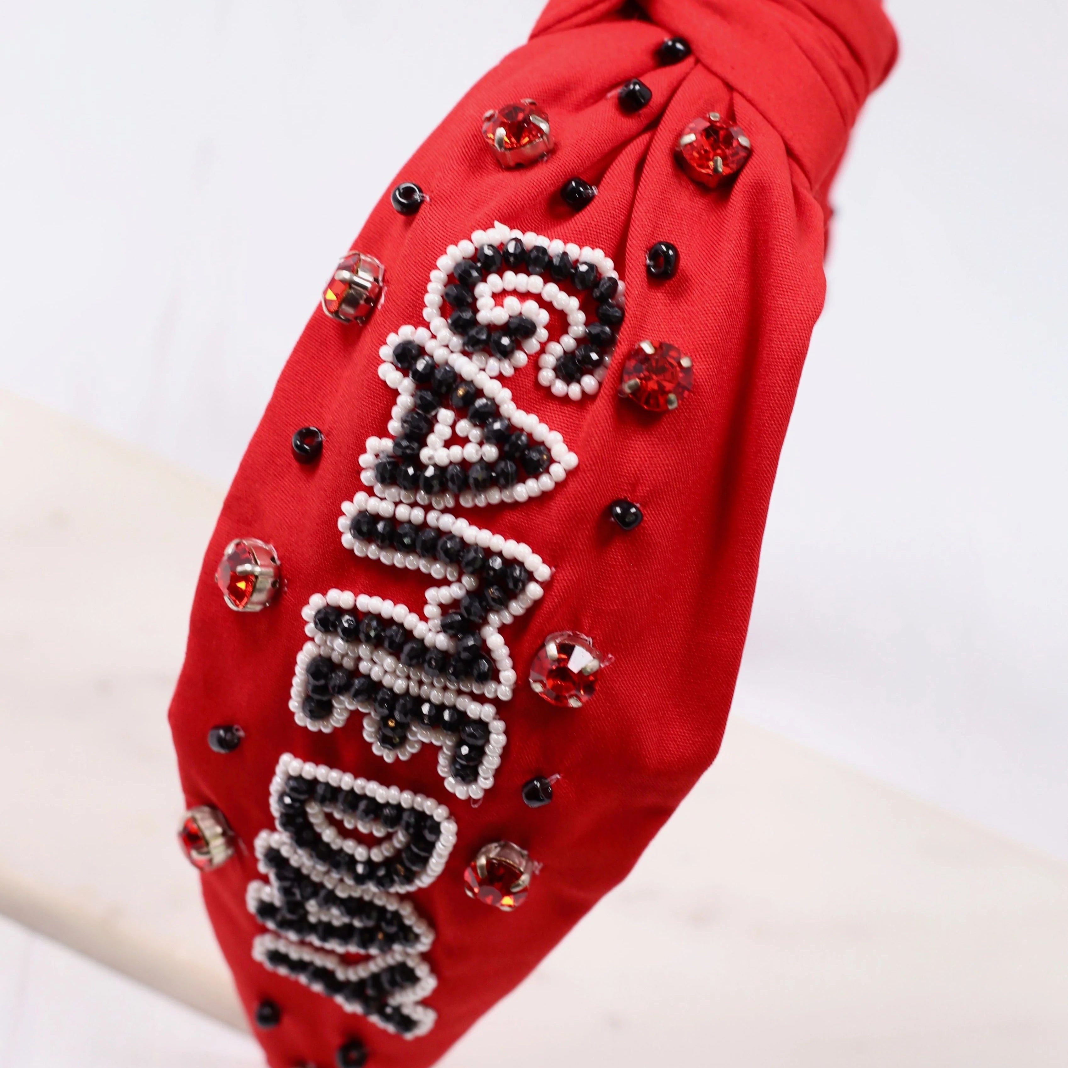 Gameday Embellished Headband - Red, Black & White-Headbands-LouisGeorge Boutique-LouisGeorge Boutique, Women’s Fashion Boutique Located in Trussville, Alabama