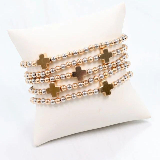 Olstead Cross Bracelet Set Gold & Silver-Bracelet-Caroline Hill-LouisGeorge Boutique, Women’s Fashion Boutique Located in Trussville, Alabama