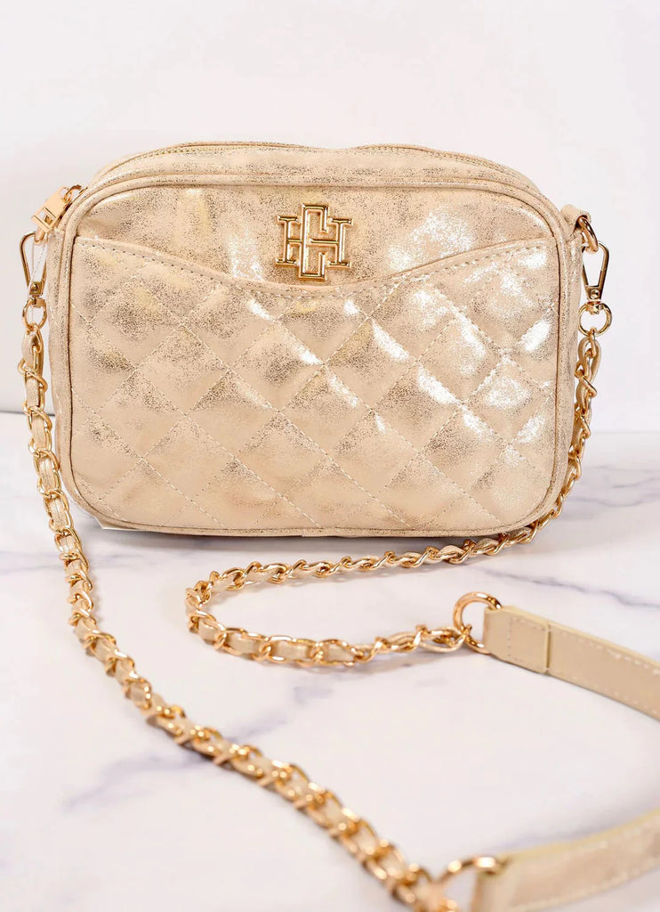 Olivia Quilted Crossbody - Glimmer Gold-Crossbody-Caroline Hill-LouisGeorge Boutique, Women’s Fashion Boutique Located in Trussville, Alabama