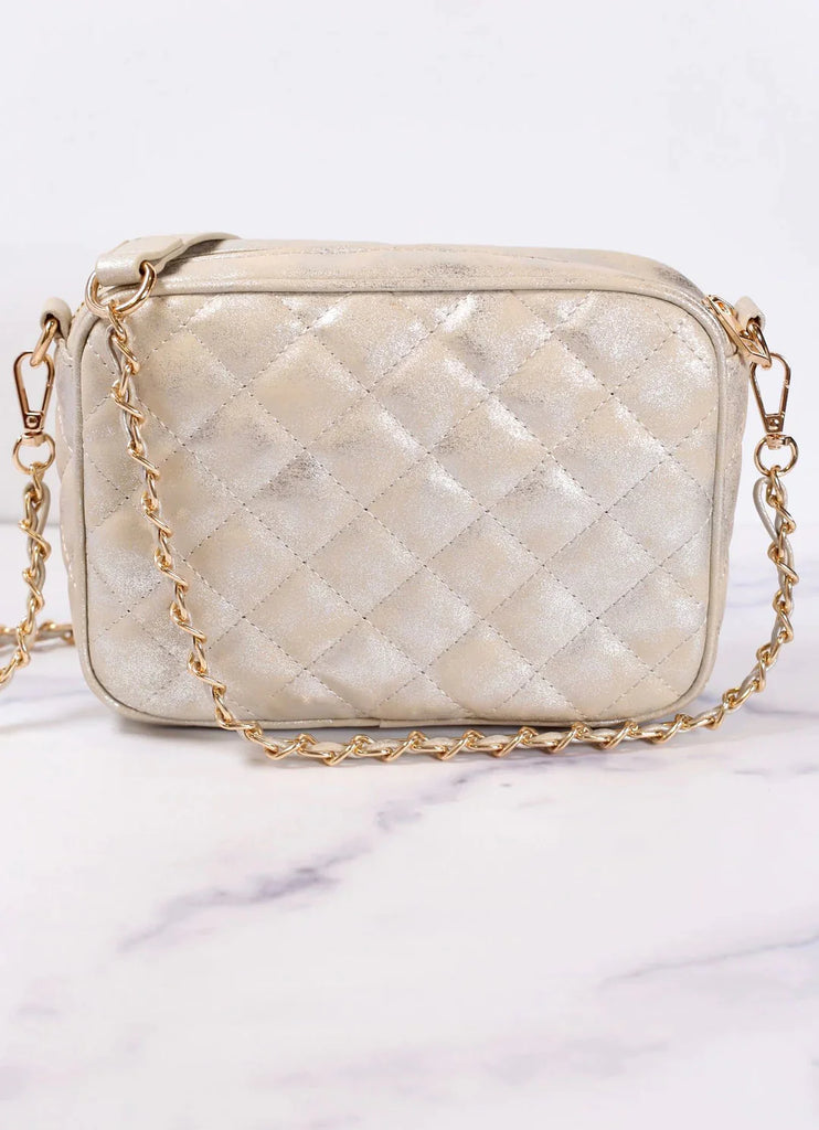 Olivia Quilted Crossbody - Glimmer Silver-Crossbody-Caroline Hill-LouisGeorge Boutique, Women’s Fashion Boutique Located in Trussville, Alabama
