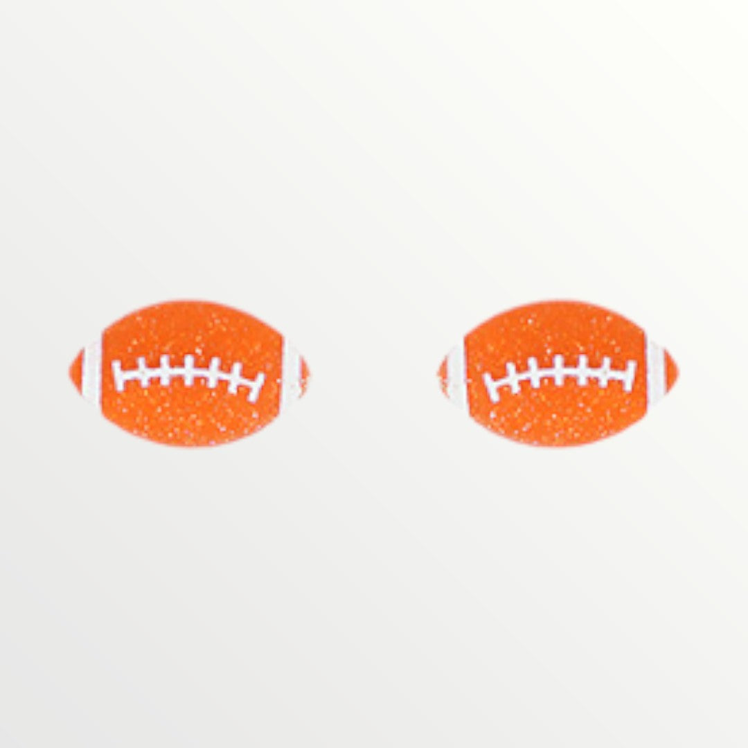 Orange & White Football Studs-Earrings-LouisGeorge Boutique-LouisGeorge Boutique, Women’s Fashion Boutique Located in Trussville, Alabama