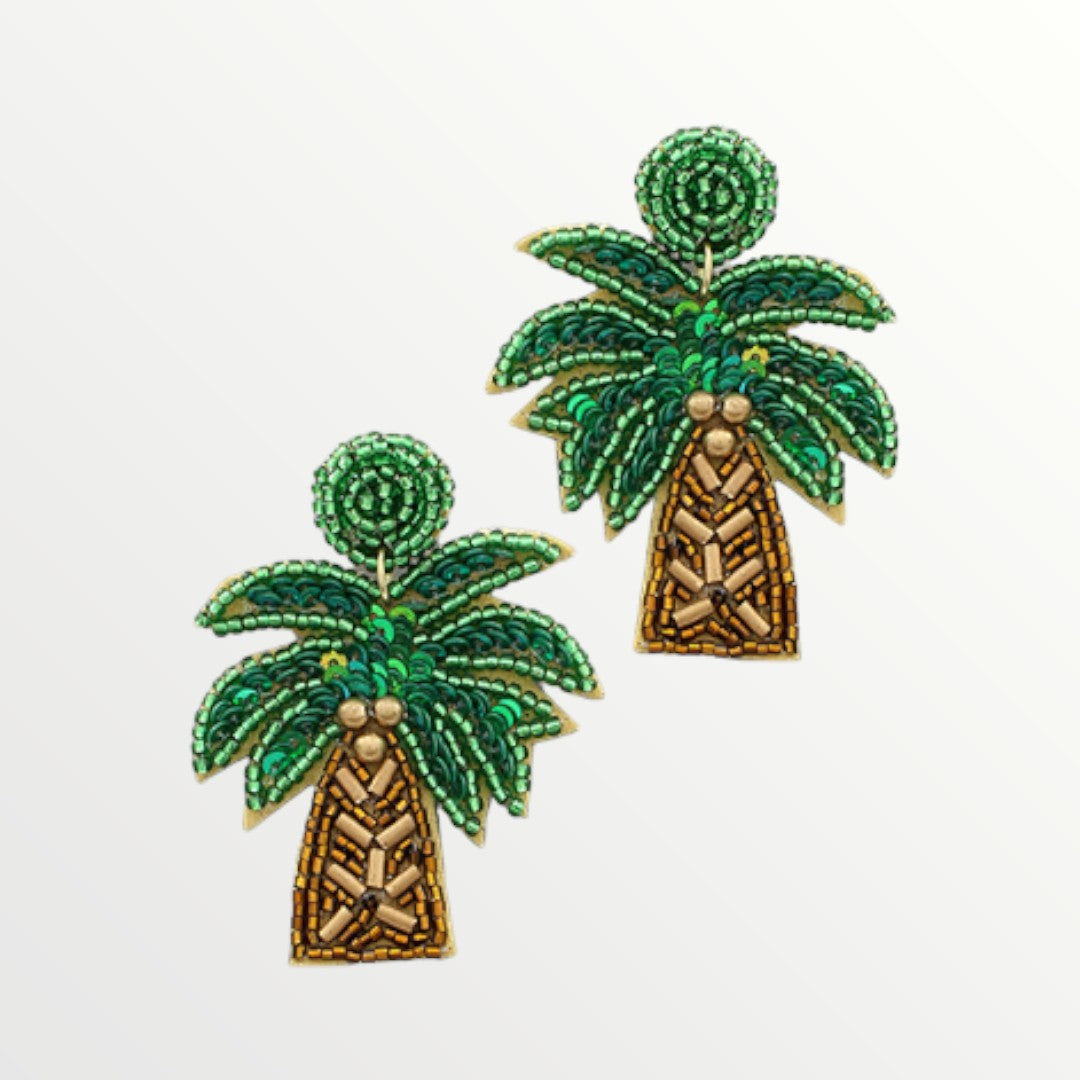 Palm Tree Beaded Earrings-Earrings-LouisGeorge Boutique-LouisGeorge Boutique, Women’s Fashion Boutique Located in Trussville, Alabama