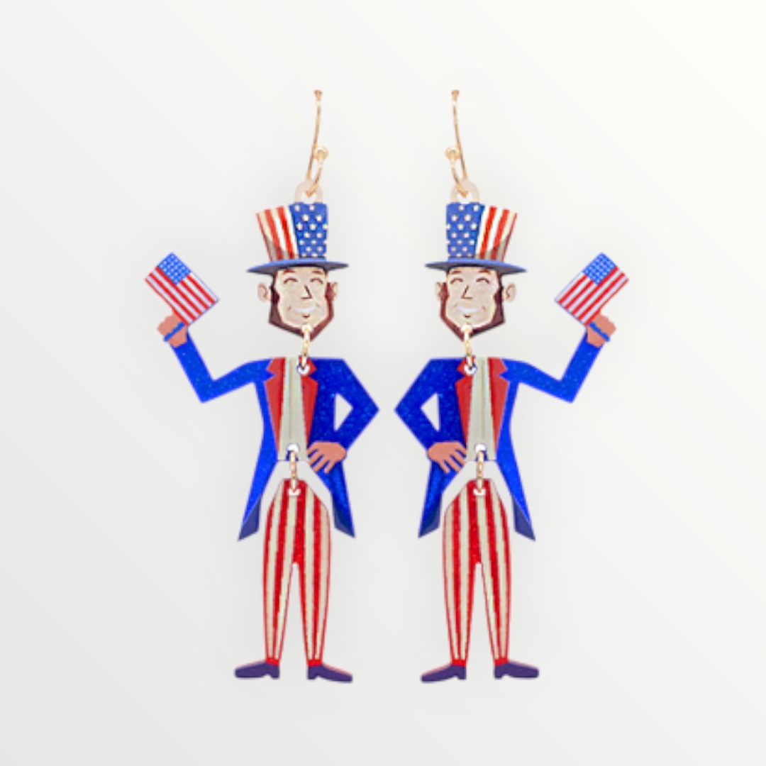 Patriotic Uncle Sam Earrings-Earrings-LouisGeorge Boutique-LouisGeorge Boutique, Women’s Fashion Boutique Located in Trussville, Alabama