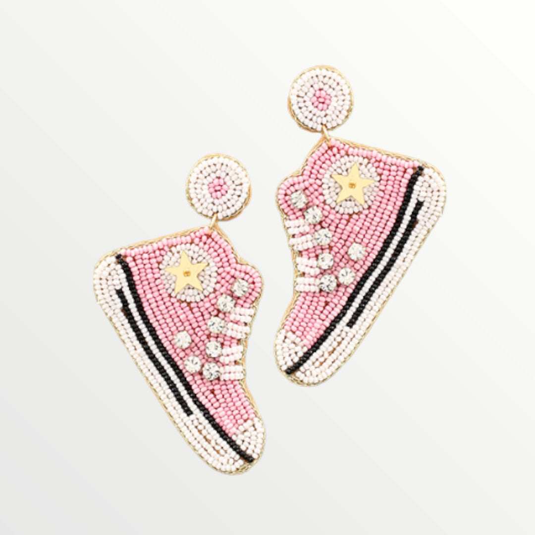 Pink Sneakers Beaded Earrings-Earrings-LouisGeorge Boutique-LouisGeorge Boutique, Women’s Fashion Boutique Located in Trussville, Alabama