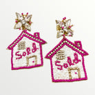 Pink Home Sold Beaded Earrings-Earrings-LouisGeorge Boutique-LouisGeorge Boutique, Women’s Fashion Boutique Located in Trussville, Alabama
