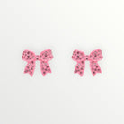 Sparkly Pink Mini Ribbon Bow Earrings-Earrings-LouisGeorge Boutique-LouisGeorge Boutique, Women’s Fashion Boutique Located in Trussville, Alabama