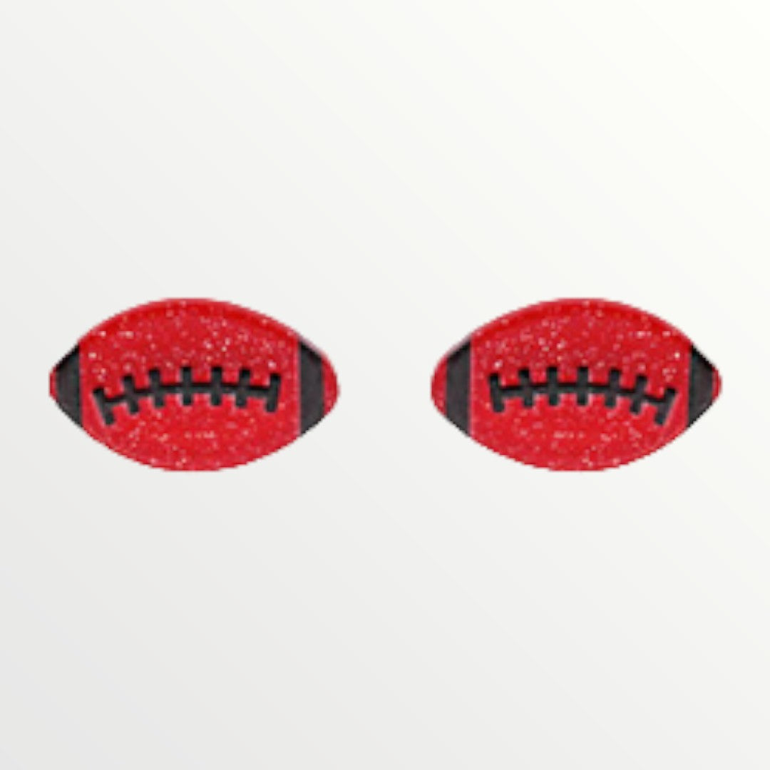 Red & Black Football Studs-Earrings-LouisGeorge Boutique-LouisGeorge Boutique, Women’s Fashion Boutique Located in Trussville, Alabama