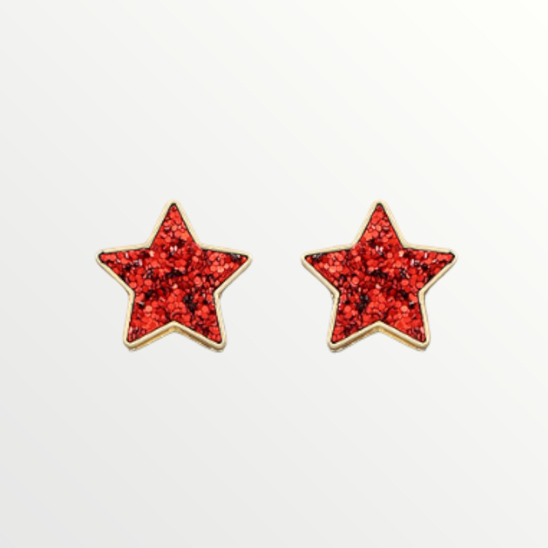 Red Glitter Star Earrings-Earrings-LouisGeorge Boutique-LouisGeorge Boutique, Women’s Fashion Boutique Located in Trussville, Alabama