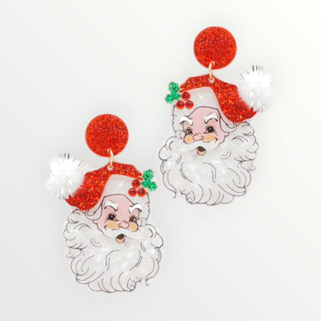 Santa Acrylic Earrings-Earrings-LouisGeorge Boutique-LouisGeorge Boutique, Women’s Fashion Boutique Located in Trussville, Alabama