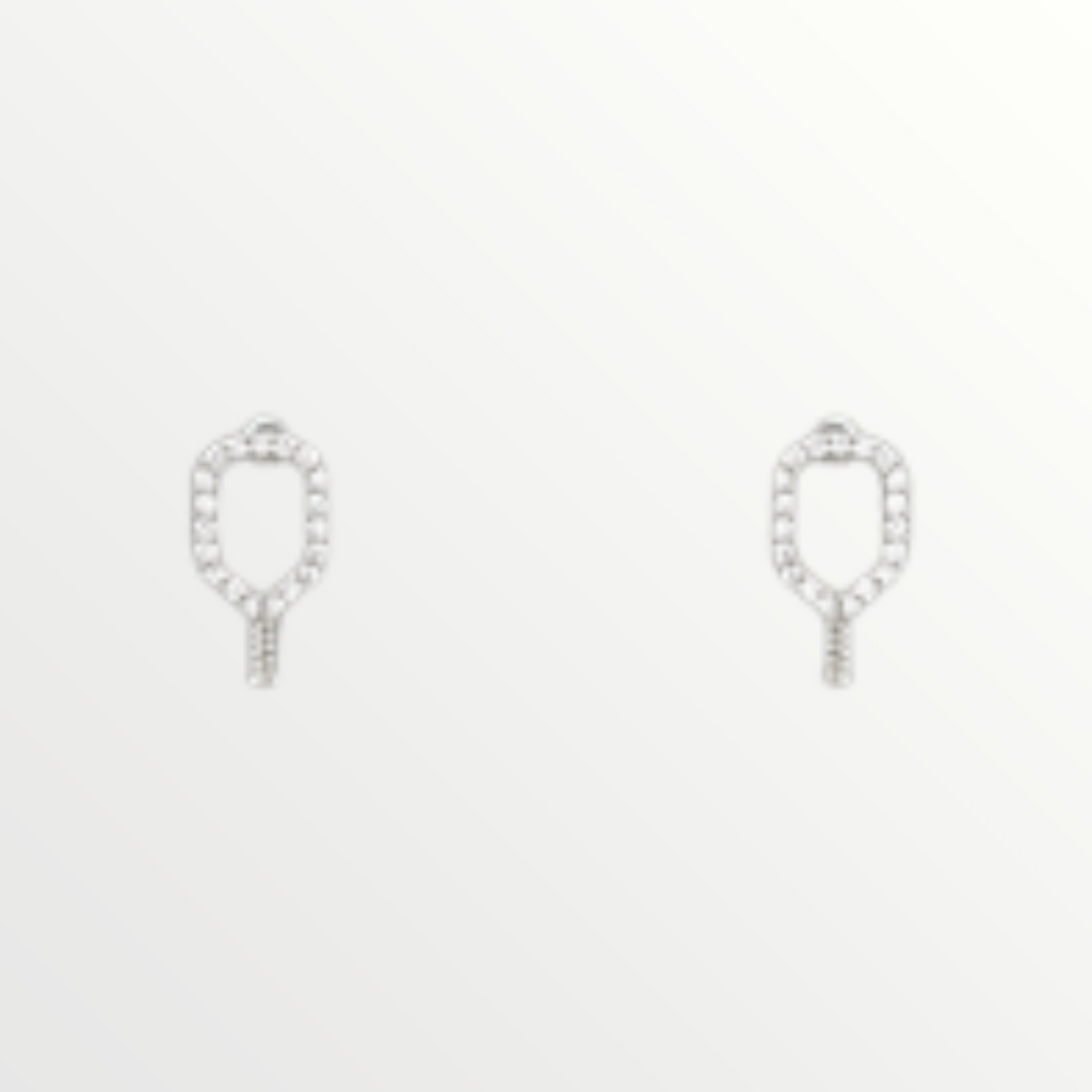 Mini Silver Pave Pickleball Earrings-Earrings-LouisGeorge Boutique-LouisGeorge Boutique, Women’s Fashion Boutique Located in Trussville, Alabama