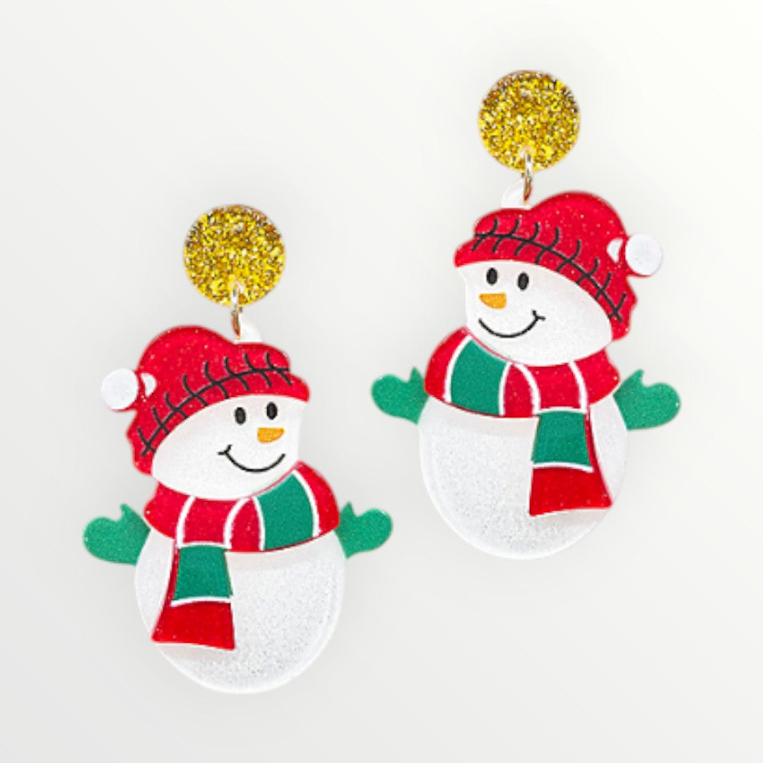 Sparkly Snowman Acrylic Earrings-Earrings-LouisGeorge Boutique-LouisGeorge Boutique, Women’s Fashion Boutique Located in Trussville, Alabama