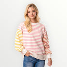 Multi Striped French Terry Top by White Birch - Plus/Regular - Pink Combo-Sweater-White Birch-LouisGeorge Boutique, Women’s Fashion Boutique Located in Trussville, Alabama