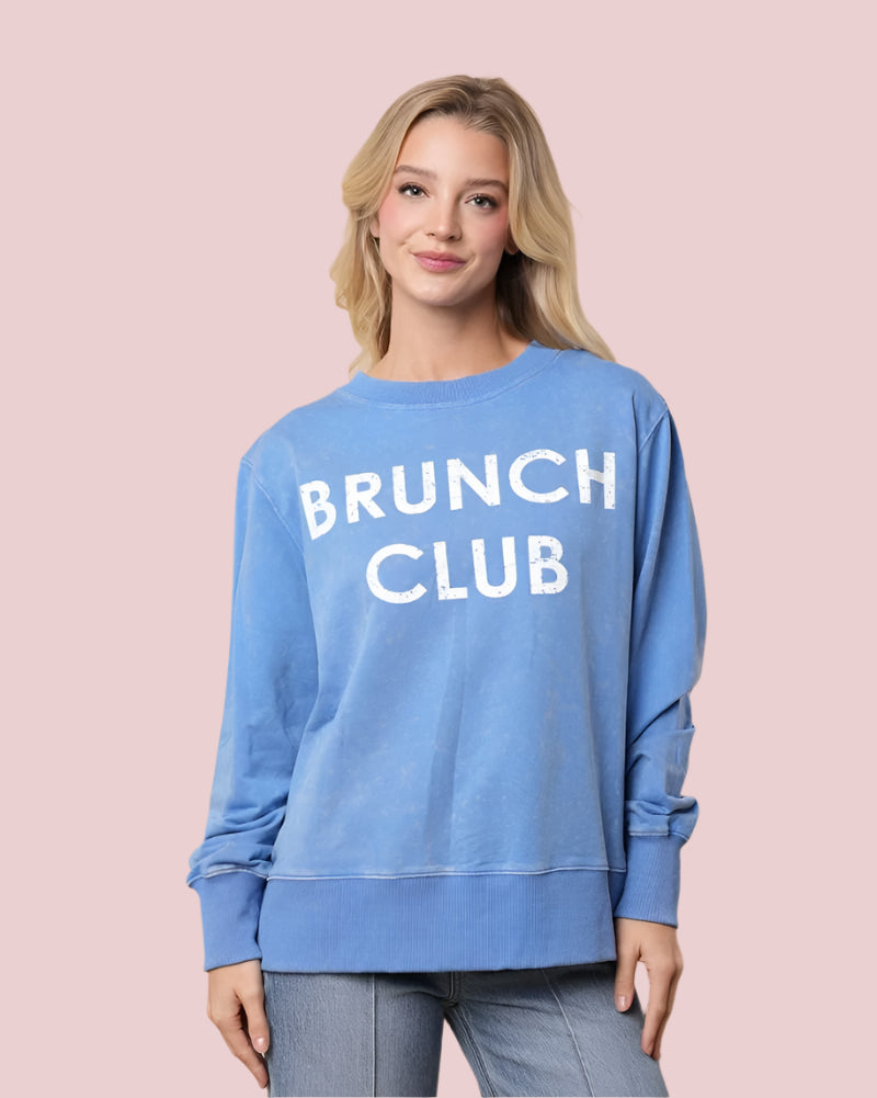 Brunch Club Solid Knit Pullover - Washed Blue-Sweater-White Birch-LouisGeorge Boutique, Women’s Fashion Boutique Located in Trussville, Alabama