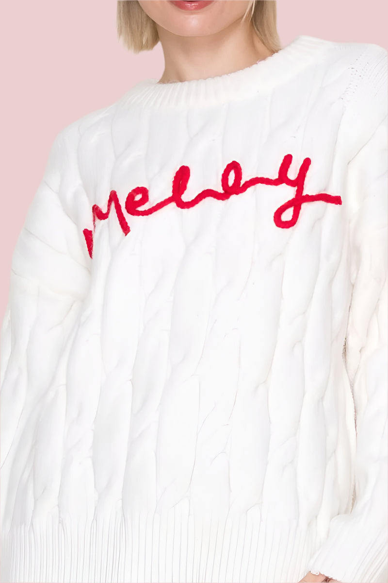 MERRY Holiday Sweater - Off White - Plus/Regular-Sweater-White Birch-LouisGeorge Boutique, Women’s Fashion Boutique Located in Trussville, Alabama