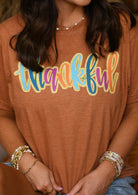 Thankful Color Shimmer Tee - Heather Rust - Plus/Regular-Apparel-LouisGeorge Boutique-LouisGeorge Boutique, Women’s Fashion Boutique Located in Trussville, Alabama