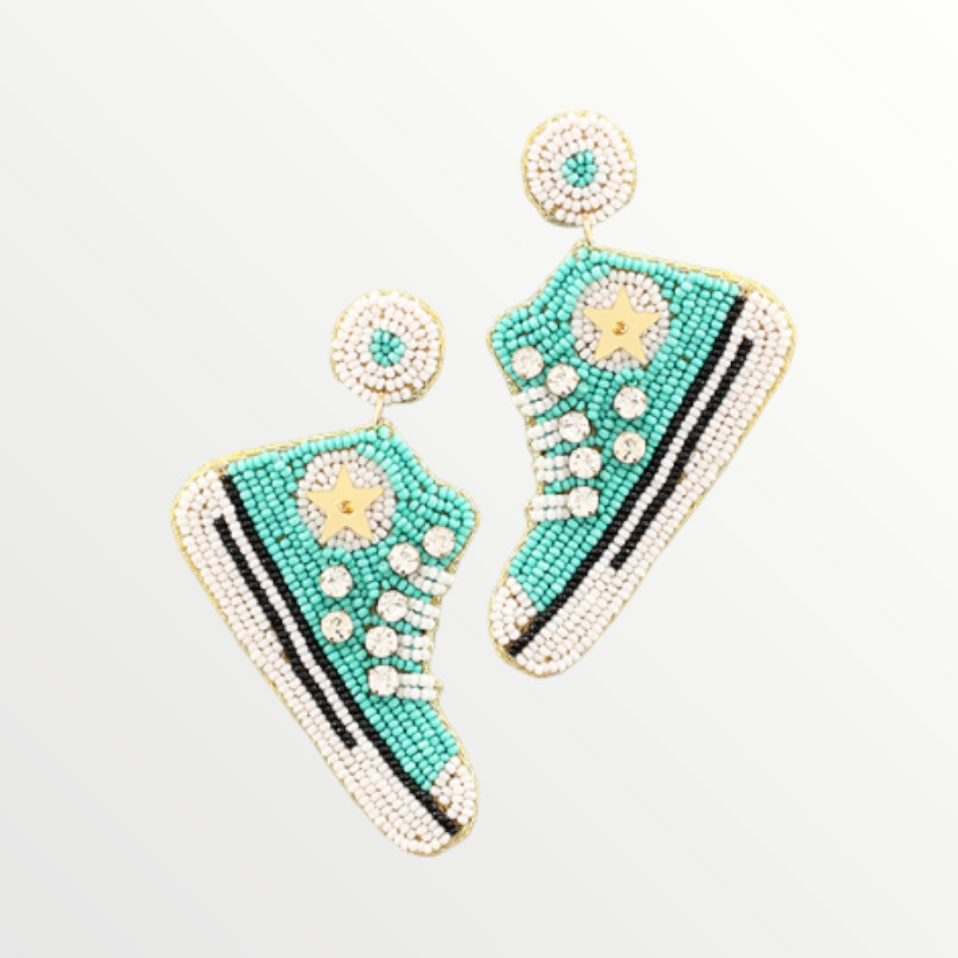 Turquoise Sneakers Beaded Earrings-Earrings-LouisGeorge Boutique-LouisGeorge Boutique, Women’s Fashion Boutique Located in Trussville, Alabama