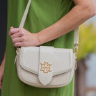 Griffin Crossbody Bag Woven Almond-Handbags-Caroline Hill-LouisGeorge Boutique, Women’s Fashion Boutique Located in Trussville, Alabama